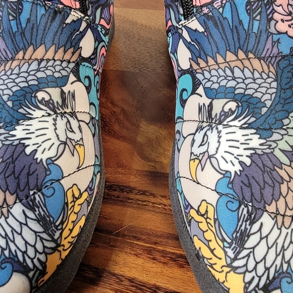 Raad Shop Colorful Japanese Eagle Tattoo Winter Zip Boots Size 7 - Picture 8 of 15